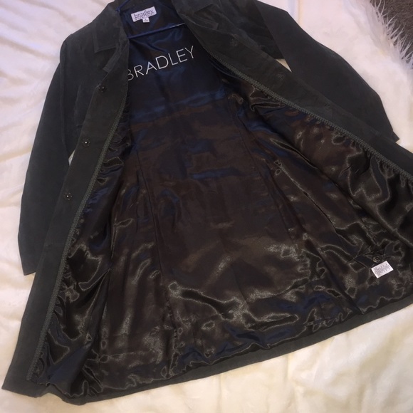 Grey M❤️Suede leather maxi long jacket coat duster - Picture 5 of 8